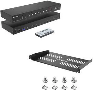 8 Port HDMI Switch + 1 Pack 1U 19'' Rack Shelf