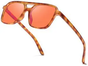 SODQW Gaming Blue Light Blocking Glasses for Men Women Reduce Eyestrain Orange Aviator Eyeglasses for Computer TV