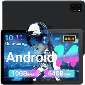 DigiLand Tablets,10.1" Android Tablet with Octa-core Processor 10GB RAM+64GB ROM(Support Expand TF) 5MP Front/8MP Back Camera,6000 mAh Battery,2025 Android 14 WiFi Tablet(Gray)