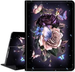 Dikoer for All-New Kindle Fire HD 8/HD 8 Plus Tablet Case(12/10th Generation,2022/2020 Release), Slim Adjustable Stand Back Shell Protection Smart Cover for Fire HD 8 2020/2022, Purple Flower