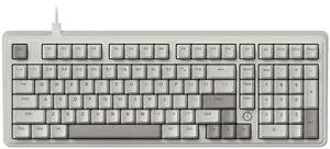 FIRSTBLOOD ONLY GAME. AK980 Retro Mechanical Keyboard - 101-Key Hot-Swappable Gasket Mount Wired Keyboard with Pre-Lubed Red Switches, Anti-Ghosting, for Office & Quiet Typing (Grey-White)