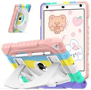 OKP Kids Case for iPad 9th/ 8th/ 7th Generation 10.2 Inch (2021/2020/2019), Heavy Duty 9 8 7 th Gen iPad Protective Cover with Built-in Kickstand, Pencil Holder for Kids Girls Boys, Camouflage