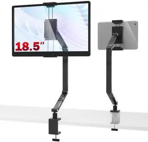 Hnfrwd Tablet Stand Holder for ipad,Portable Monitor Stand for 6-18.5 ",Adjustable Foldable Tablet Arm iPad Desk Mount with 360°Rotate Base,Phone iPad Holder for Desk,Compatible with Larger Monitors