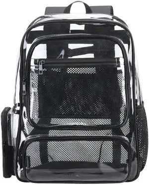 BORMELUN Heavy Duty Clear Backpack - Transparent School Stadium Backpack for Boys, Girls, Men & Women