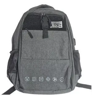 BlizzCon 2023 Official Backpack for Warcraft Diablo Blizzard Has built-in USB dongle for use with charger, Grey, Medium, Padded Straps