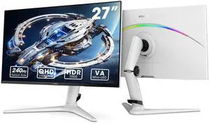 KOORUI Monitor, 27 240Hz Gaming Monitor, Mini-LED Panel- QHD (2560 x 1440) Computer Screen, 1ms, HDR 1000 Display, 100% sRGB, Height Adjustable, HDMI/DisplayPort, White/Grey, GN10