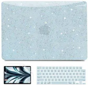 Anban Compatible with MacBook Air 13 inch Case 2025 2024 2023 2022 M4 M3 M2 A3240 A3113 A2681, Luxirous Glitter Plastic Hard Shell+Keyboard Cover+Screen Protector for MacBook Air 13.6 inch Case, Blue