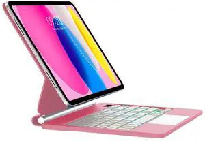 FARYODI Multi-Touch Trackpad Keyboard with iPad Case Compatible with iPad 10th Generation 10.9-inch 2022,3 Zone 7-Color Backlight,Magnetic Keyboard Case with Floating Cantilever Stand,Red