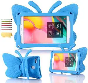 UUcovers Kids Case for Amazon Kindle Fire HD 8 Tablet (8th/7th/6th Generation, 2018/2017/2016) 8" with Handle Folding Kickstand Kid-Proof Shockproof EVA Foam Lightweight Stand Cover, Blue Butterfly