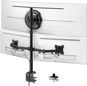 PUTORSEN Triple Monitor Mount for Up to 49" Ultrawide and 32" Monitors per Side Arm, Extra Tall 3 Monitor Desk Mount Holds up to 44 lbs, VESA 75/100 mm
