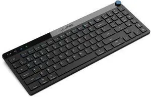JLab JBuds Wireless Keyboard, Black, 95 Keys, Connect Via Bluetooth or USB Wireless Dongle, Multi-Device Toggle, Soft Touch Keys, Smart Media Knob, Custom User Profiles, Rechargeable (1 Pack)