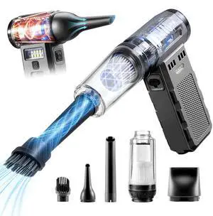 JGLXF Compressed Air Duster Upgraded, 180000RPM Car Vacuum/Air Blower with LED Light, Cordless Air Duster Electric Cleaner Kit for PC/Keyboard/Car, Replaces Compressed Air Cans