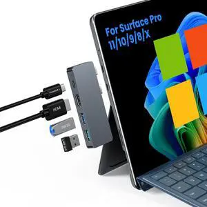 Surface Pro 11 USB Hub Docking Station 4K HDMI, USB-C Thunerbolt 4(8K Video+40Gbps+100W PD), 2 USB 3.0 Dock Hub for Surface pro 9/10/11