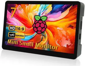 HAMTYSAN 7'' Small HDMI Monitor 800x480 Raspberry Pi Screen with Case Second/Extend Screen for Raspberry Pi 5/4/3 Win11/10/8/7, Plug & Play, Dual Speakers, Non-Touch