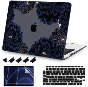 Teryeefi for MacBook Air 13 inch Case Release 2018 2019 2020, Fits Model A2337 M1 Chip, Design Pattern Slim Cover+Keyboard Cover Compatible with 13.3 inch MacBook Air M1 Touch ID, Chrysanthemums
