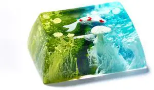 Random Koi Fish Tab Artisan Keycap Ocean Coral Reef SA Profile Custom Keycaps 1.5U Tab Handmade Gaming Resin Key Cap Cherry MX Switch Compatible Mechanical Keyboard Koi Lover Gift