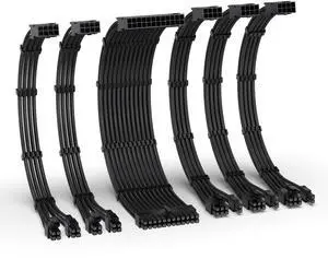 EZDIY-FAB PSU Cable Extension Kit, 300MM Black, 16AWG, 68 Pins, ATX, EPS, PCI-E, 10 Pack, 1000W, 13A, 12V, Indoor, PC Power Supply Cables