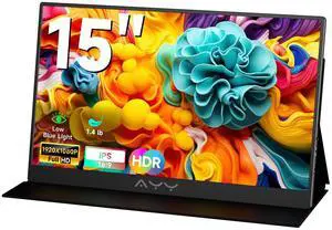 memzuoix 15inch Portable Monitor FHD 1080P | 100% sRGB HDR IPS | USB-C & HDMI for Gaming/Mac/PS5 | 1.4lbs Travel Screen with Speakers & VESA - Black