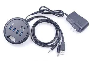 4-Port USB 3.0 HUB with Audio Interface Cable 5V 2A Power Supply Interface for Data Read and Charge Cable Length 75cm / 2.46ft