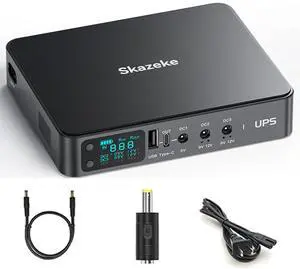 POE Industrial UPS with Display - USB 5V/3.6A 5V/9V/12/15V/24V Power Over Ethernet Backup Battery for Breast Pump,Modem,Camera,Router, 10400mAh Portable Power Bank