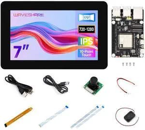 Waveshare ESP32-P4 High-Performance Dev Board, ESP32-P4 & ESP32-C6, Supports Wi-Fi 6 & Bluetooth 5/BLE, Comes with 7inch DSI LCD, RPi Camera (B) & Accessories (11 Items)