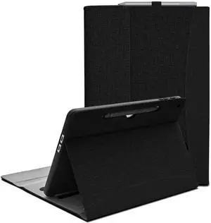 SSS·GRGB Case fit Microsoft Surface Pro 12-Inch 1st Edition 2025, Multiple Angle Viewing Portfolio Business Cover with Stylus Holder & Pocket, Compatible with Type Cover Keyboard (Black)