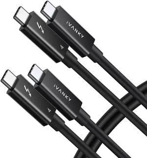 IVANKY Thunderbolt 4 Cable 2Pack, Intel Thunderbolt Certified USB-C to USB-C Cord, Support 240W Charging/8K Display/40Gbps, USB C Thunderbolt Cable 4/3 for iPhone 16/15, MacBook, iPad - 2.3FT+4.9FT