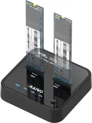 MAIWO Dual Bay M.2 Docking Station,Type-C M.2 Cloner NVMe Duplicator(Max 10Gbps),Support 8TB Capacity Expansion,Fits 2230/2242/2260/2280/22110