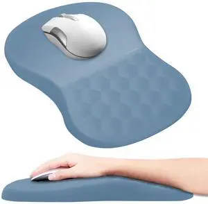 Doctor Developed Mouse Pad with Wrist Rest Ergonomically Designed Mousepad for Carpal Tunnel Pain Relief with Integrated Non-Slip PU Base, Comfortable for Office, Gaming Large Cute 11.8x7.9 inch(blue)