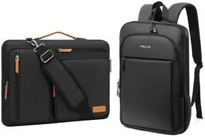 MOSISO Slim Laptop Backpack, 15.6 inch Waterproof Commute Laptop Bag & 360 Protective Laptop Shoulder Bag,15-15.6 inch Computer Bags,Side Open Messenger Bag with 4 Zipper Pockets, Black