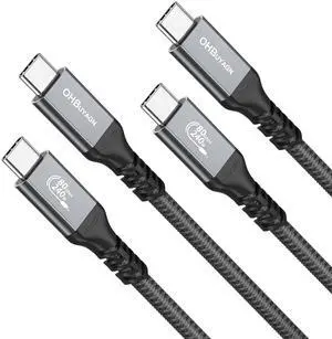 [2 Pack 5FT]80Gbps USB 4 Cable for Long Thunderbolt 4 Cable, 120Gbps Bandwidth for 16K/Dual 8K, 240W Fast Charging USB C Monitor for Thunderbolt 4/3,iPhone 16/15,MacBook Pro/Air,iPad Pro,Dell XPS