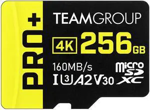 TEAMGROUP A2 Pro Plus Card 256GB Micro SDXC UHS-I U3 A2 V30, Read/Write up to 160/110 MB/s for Nintendo-Switch, Steam Deck, Tablets, Smartphones with Adapter TPPMSDX256GIA2V3003