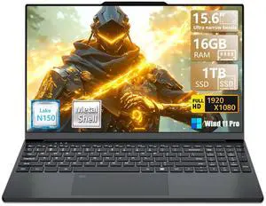 2025 Gaming Laptop, 15.6 Inch Laptop Computer with N150 Processor(up to 3.6GHz), 16GB RAM 1TB SSD,Backlit Keyboard, FHD 1920 * 1080,WiFi 5,BT 4.2,Fingerprint Unlocking,Win 11 Pro,laptops for Gaming