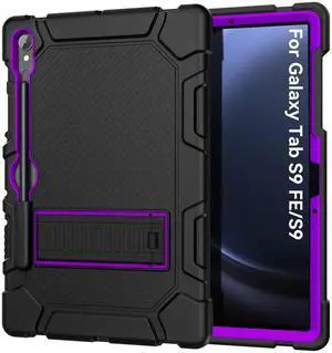 Cantis Case for Samsung Galaxy Tab S10 FE/ S9 FE 5G 10.9 Inch/Galaxy Tab S9 11 Inch 2023, Heavy Duty Shockproof Tablet Case Support S Pen, Black+Purple+Black