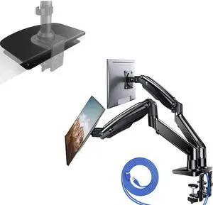 HUANUO Dual Monitor Stand for 13 to 35 inch, Steel Monitor Mount Reinforcement Plate for Thin, Glass and Other Fragile Tabletop