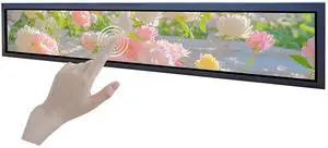 VSDISPLAY 24 Inch Touch Screen 1920x360 IPS Monitor Android 11 Stretched Bar LCD Auto Copy Autoplay as Extra Advertising Display,Supports USB/SD Input