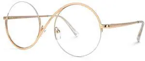 VOOGLAM Glasses Frames for Women Clear Lens Fake Glasses Gold Round Prescription Eyewear Frames Manley GOM171265-03