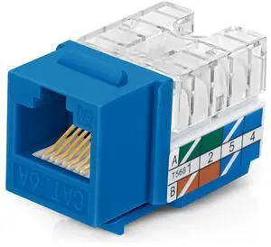 Everest 90° Angled RJ45 Cat6A Keystone Jacks 100-Pack in Blue - Slim Profile Female RJ45 Connectors - Cat 6A Keystone Jack - Compatible with 90° Angled Speed Termination Tool - easyJACK (B094WB91H3)