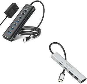 7-Port USB 3.2/USB C Hub with 10Gbps USB-A 3.2, 2 USB-C 3.2, 4 USB 3.0 Ports + 4 Ports USB A/USB C Hub 10Gbps