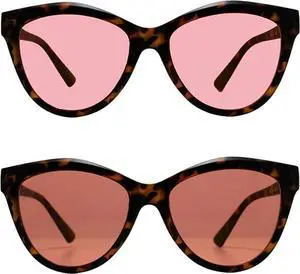 BRADDELL FL-41 Rose & Outdoor FL-60 Brown Cat Eye Migraine Light Sensitivity Glasses for Fluorescent LED Glare, Photophobia and Computer Usage (MEDIUM LARGE)