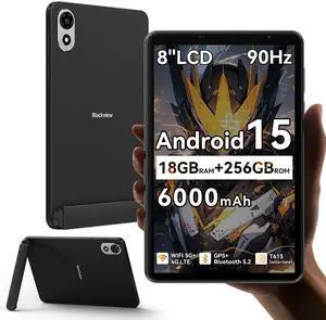 Blackview ZENO 1 8 Inch Tablet Android 15 Mini Tablet with Gemini AI, Small Gaming Tablets with Sim Card Slot (4G LTE for T-Mobile)& 5G WiFi,18(6+12) GB+256GB/2TB TF, 90Hz, Widevine L1,GPS, Stand