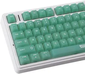 TYRIXKI Clear Keycaps, Green Custom Keycaps 75 Percent, 123 Keys Shine Through Transparent Jelly Cute Keycap, PC Material Cherry Profile Keyboard Key Cap Set for Cherry Gateron MX Mechanical Keyboard