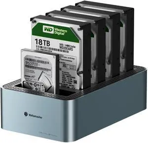 Yottamaster 5 Bay Hard Drive Docking Station Aluminum for 2.5''/3.5'' SATA SSD/HDD, USB 3.2 Gen1 Hard Drive Cloner Duplicator, Supports UASP and Up to 90TB (5x18TB) for 1-to-4 Offline Cloning (KB500)
