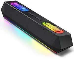 Deeyaple Computer Speakers, 40W Wireless Soundbar for Desktop PC with Bluetooth 5.3 & USB Audio, Software Custom EQ, Dynamic RGB Lighting, External Power Adapter Gaming Speakers, Laptop, Xbox (Black)