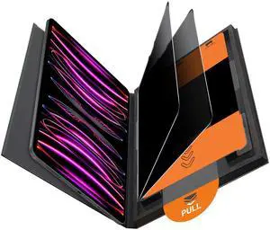 OMOTON 2 Pack Privacy Screen Protector for iPad Pro 12.9 inch 6th/5th/4th/3rd Generation2022/2021/2020/2018, Anti-Spy Tempered Glass with Easy Installation Tray, Case Friendly/Apple Pencil Support