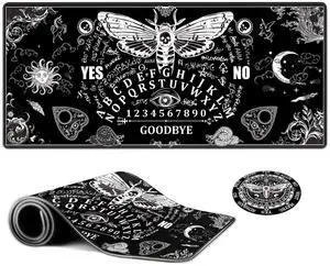 Large Gaming Mouse Pad, EDGFRTOIO Death Moth Spirit Board Design Computer Keyboard Mat Desk Mousepad, Full Desk Extended XXL Mouse Pad 35.5" X 15.75" w/Stitched Edges Non-Slip for Office Home Gamer