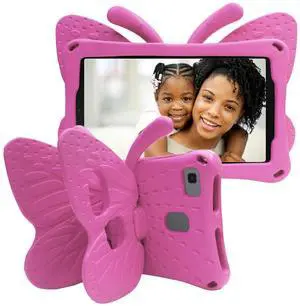 Tading Universal Kids Case for Sunshine T1 Tablet/Sunshine T1 Elite Tablet Case, Shockproof Light Weight Protective Stand Cover for Cloud Mobile Sunshine T1 Tablet 8 inch, Cute Butterfly - Magenta