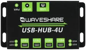 Waveshare Industrial Grade USB HUB Extending 4X USB 2.0 Ports Suitable for Industrial/Office Environments with Higher Level Device Requirements Without Power Supply