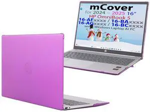 mCover Case ONLY Compatible for 16 2024+ HP OmniBook 5 16-AF / 16-AG / 16-BAxxxx / 16-BCxxxx and Pavilion 16-AF / 16-AG0000 Series Windows AI Notebook PC (NOT Fitting Other HP Models)- Purple
