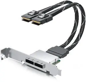 10Gtek MiniSAS SFF-8087 to SFF-8088 Dual-Channel Adapter Cable, 6Gbps SAS 2.0, 30AWG for Server/Storage Expansion & JBOD Backplanes, 0.3m/0.98ft